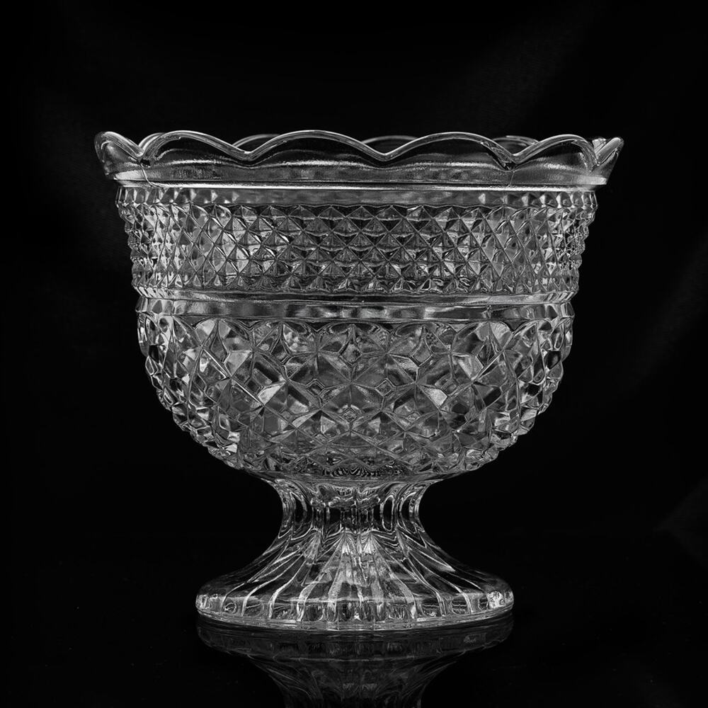 Vintage Anchor Hocking Wexford Pedestal Trifle Footed Compote Crystal Bowl - EUC